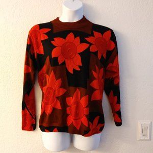 Juliana Women's red floral print Knit top (XL)